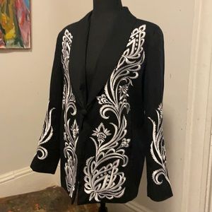 Bob Mackie Wearable Art black and white blazer.